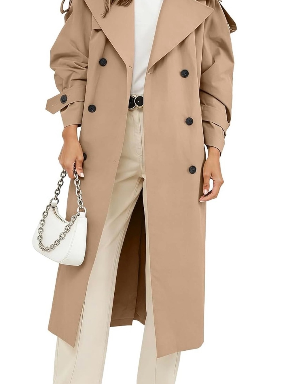 Classic Beige Trench Coat - Women's Double-Breasted Trench